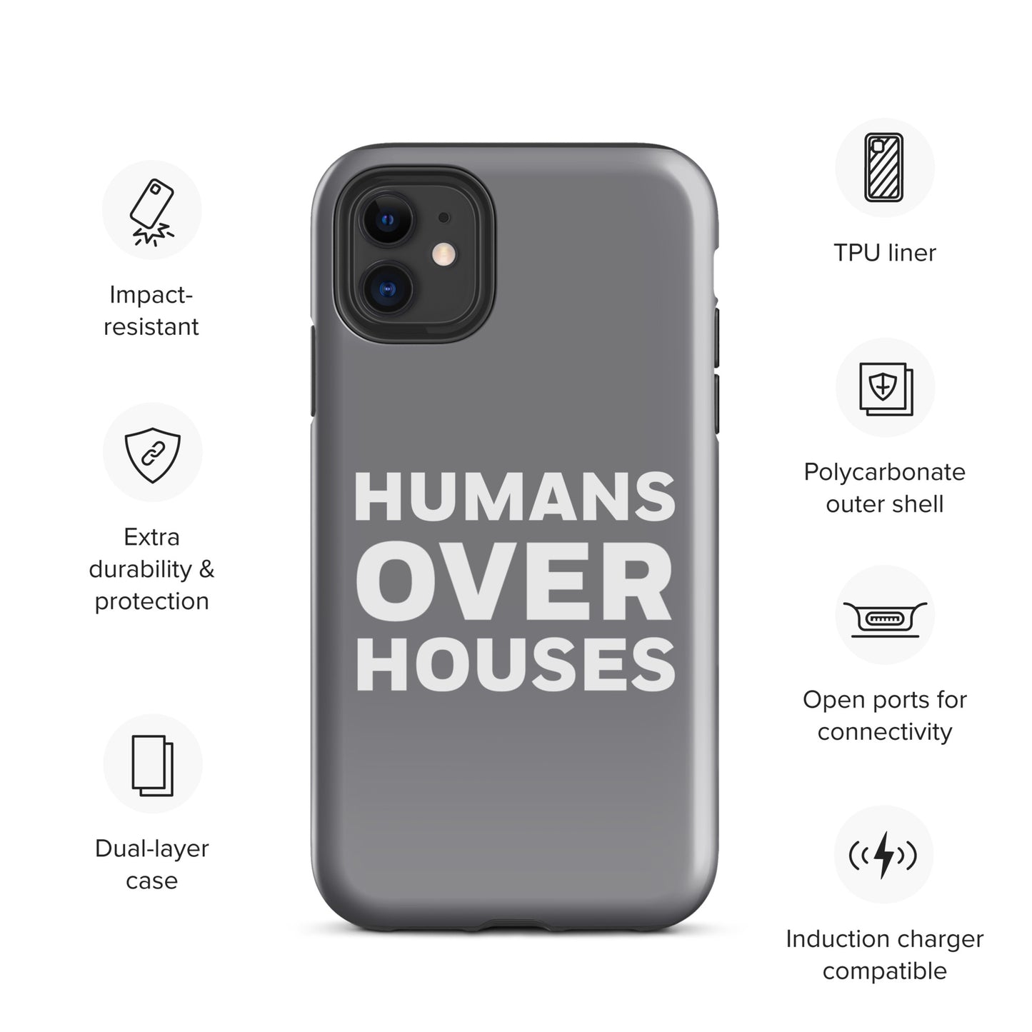 Grey Humans Over Houses Tough Case for iPhone®