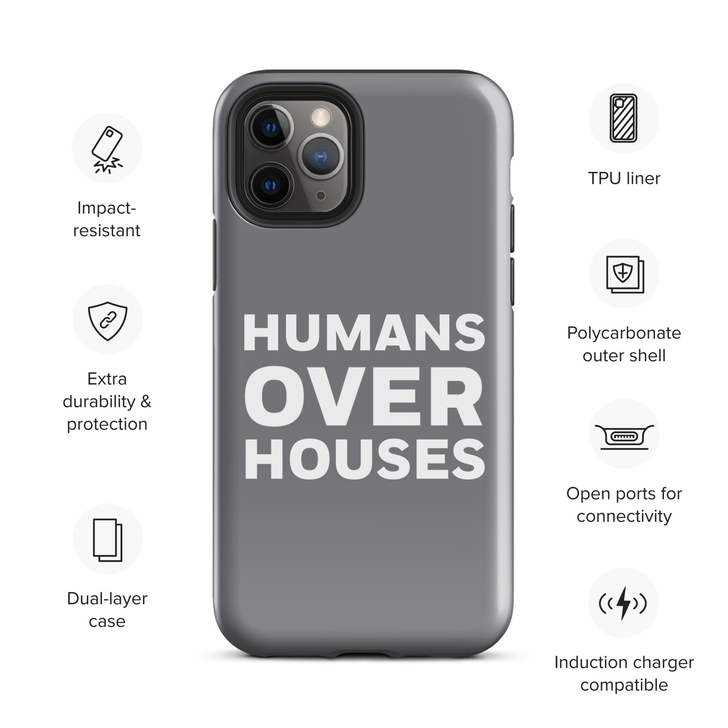 Grey Humans Over Houses Tough Case for iPhone®