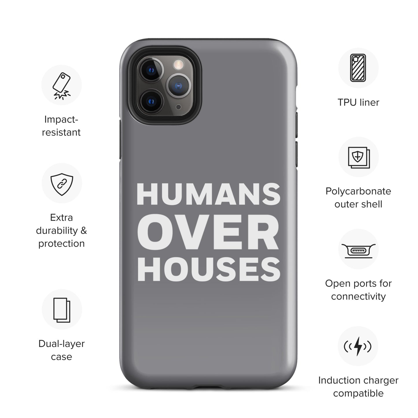 Grey Humans Over Houses Tough Case for iPhone®