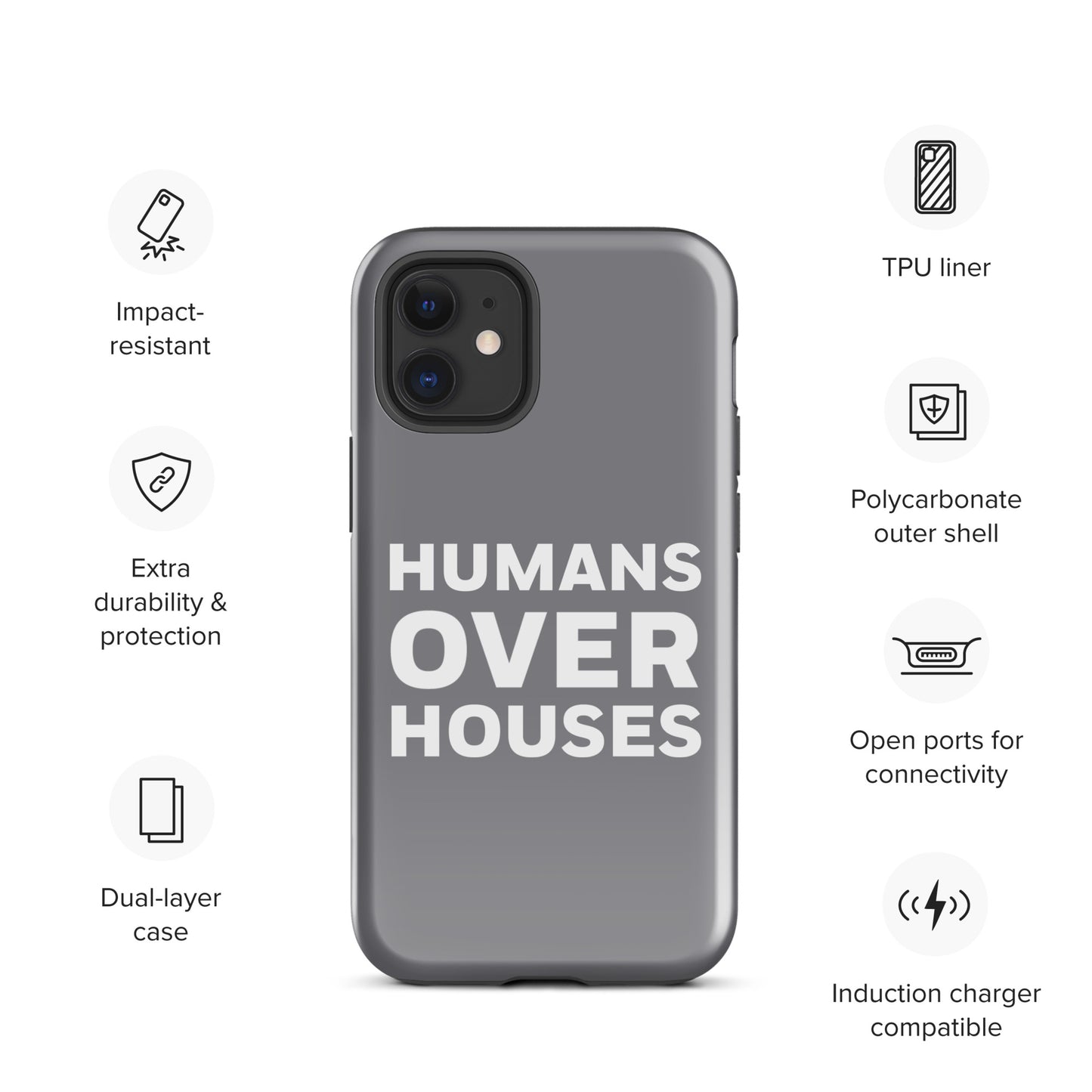 Grey Humans Over Houses Tough Case for iPhone®