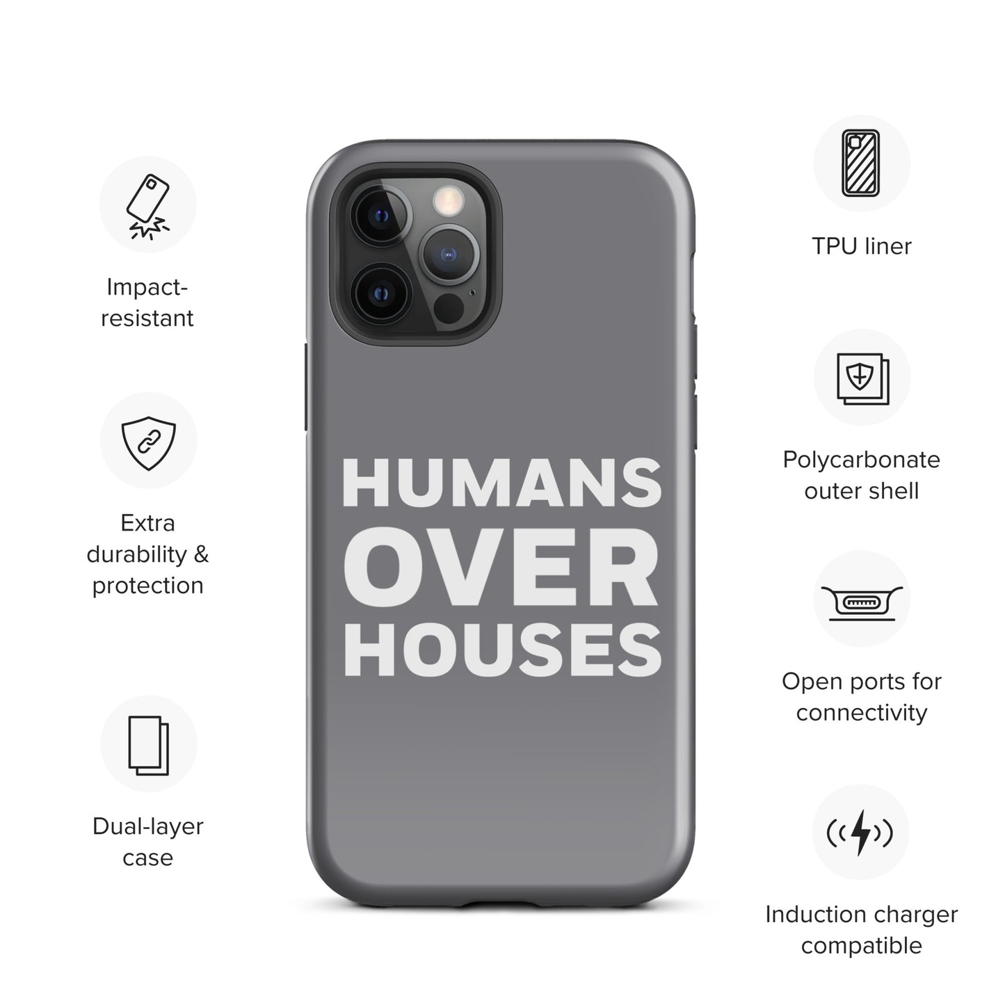 Grey Humans Over Houses Tough Case for iPhone®