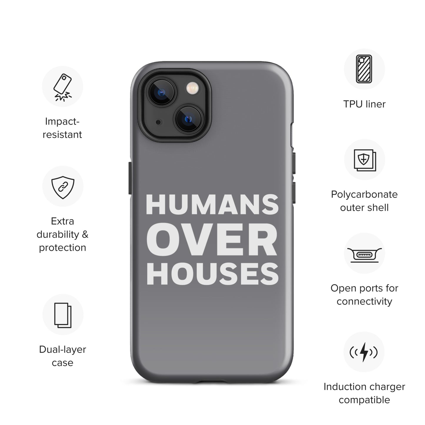 Grey Humans Over Houses Tough Case for iPhone®