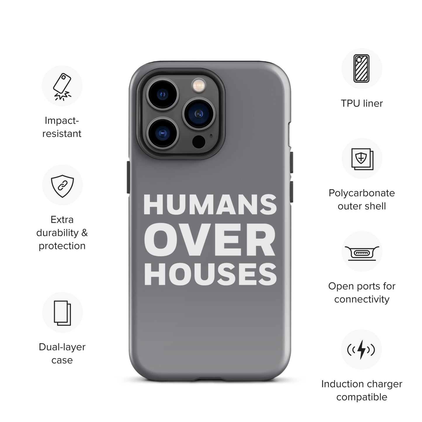 Grey Humans Over Houses Tough Case for iPhone®