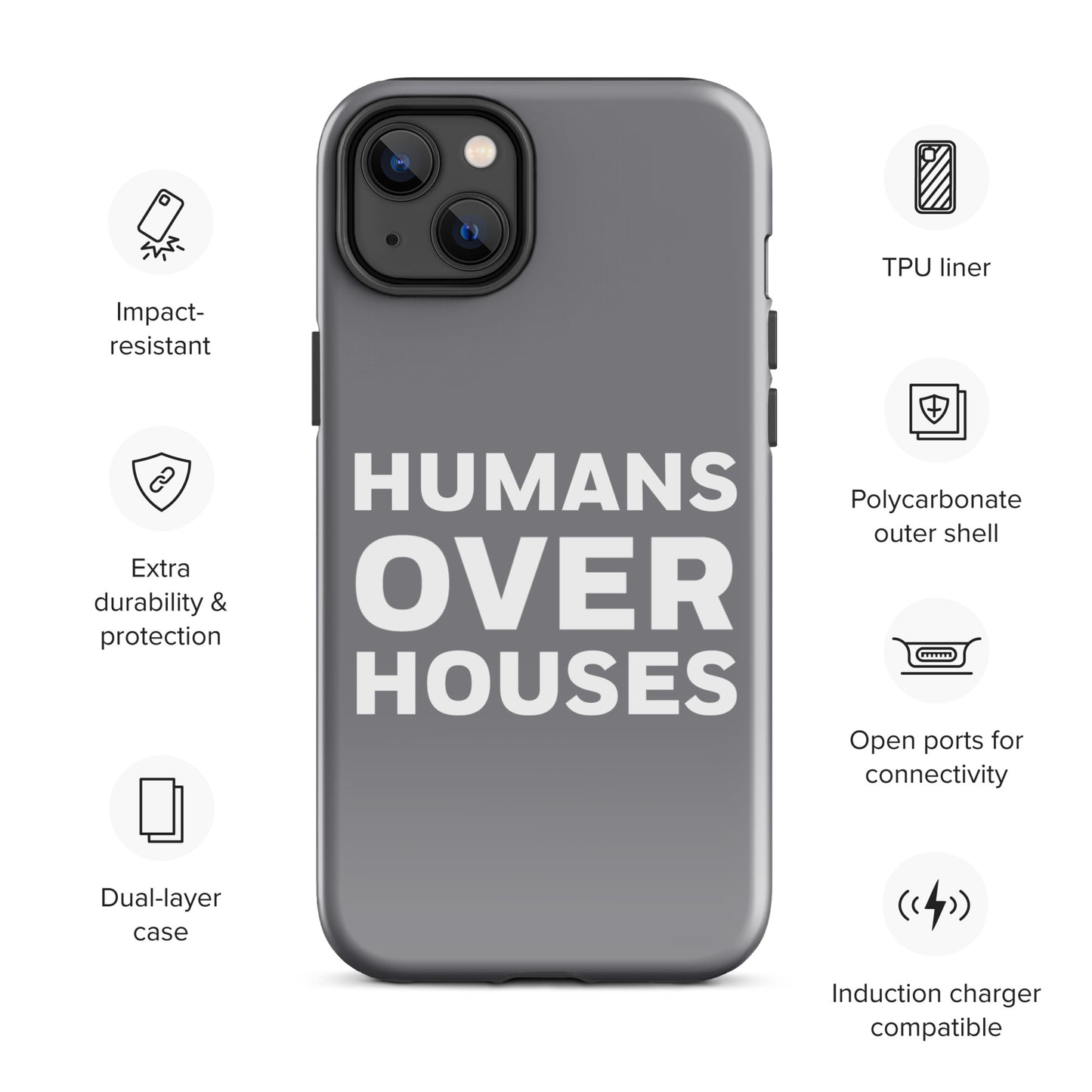 Grey Humans Over Houses Tough Case for iPhone®