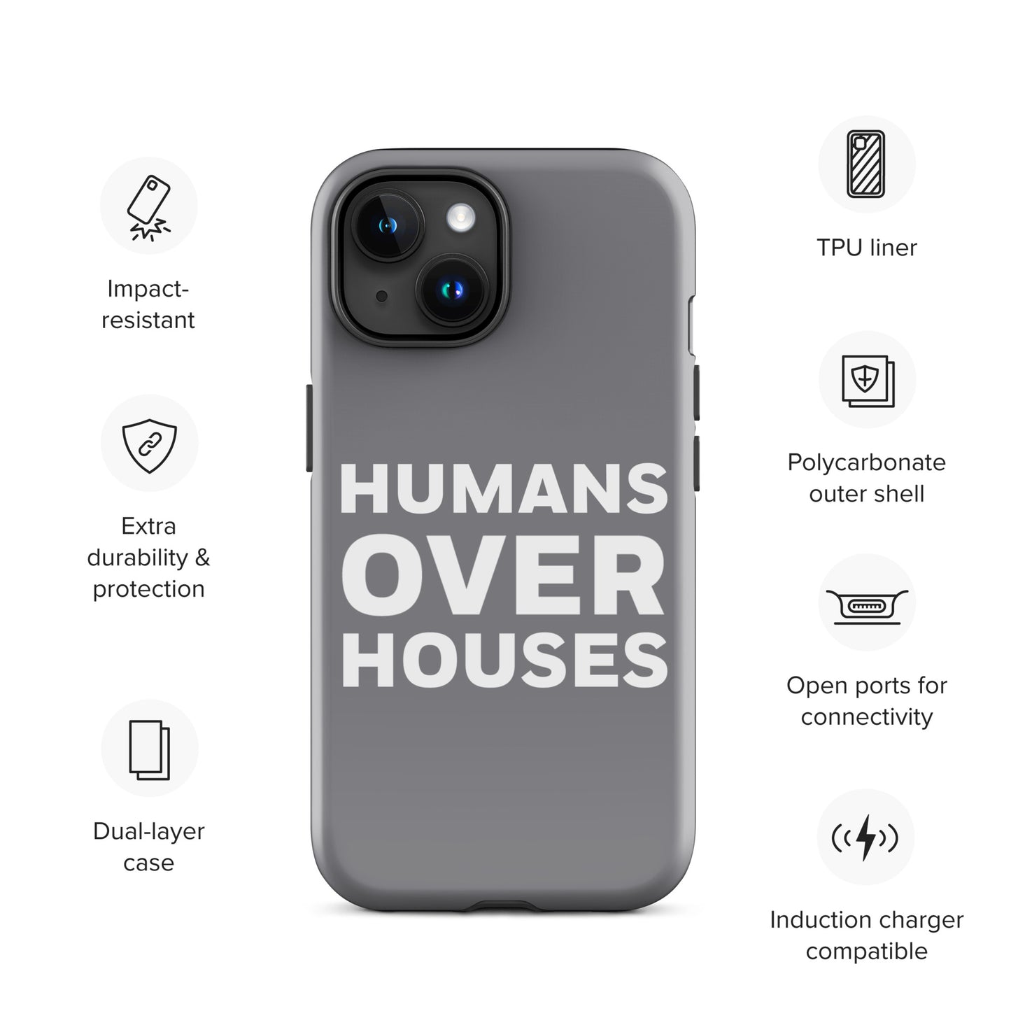 Grey Humans Over Houses Tough Case for iPhone®