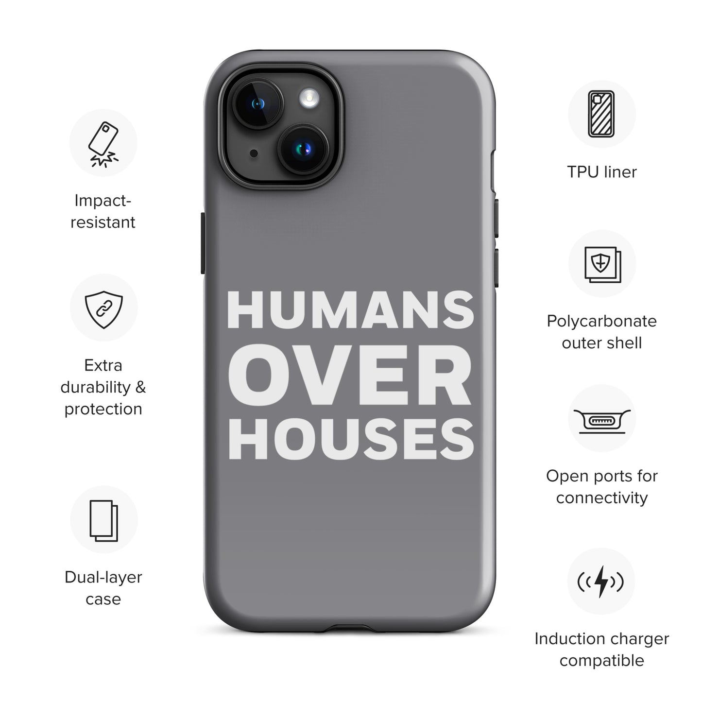 Grey Humans Over Houses Tough Case for iPhone®